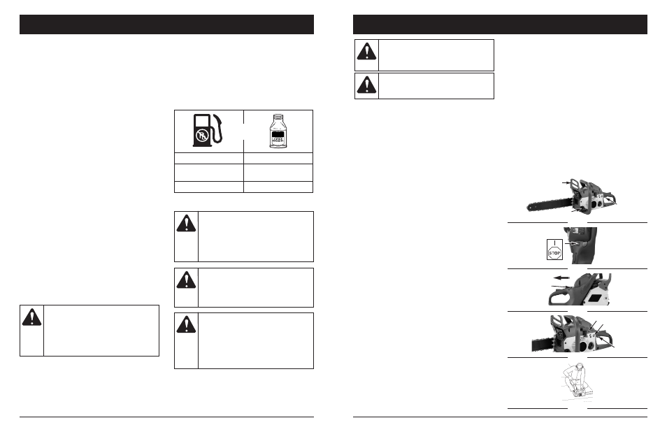 Advertencia, Precaucion, Instrucciones de arranque y apagado | Informacion del aceite y del combustible | MTD 1642AVCC User Manual | Page 58 / 74