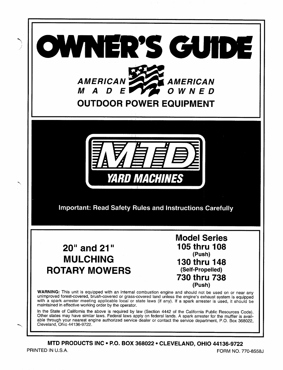 MTD 105 User Manual | 12 pages