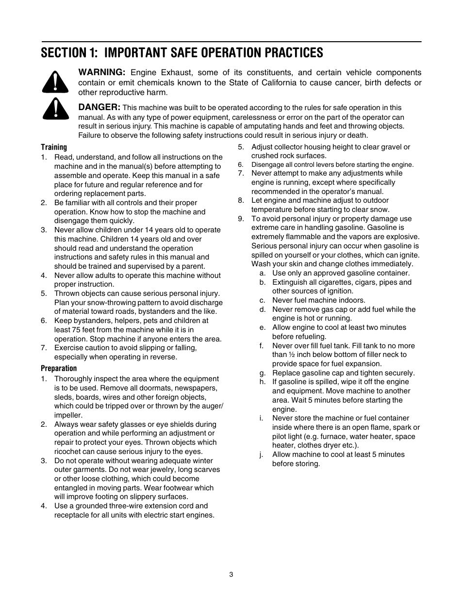 Section 1: important safe operation practices | MTD 6FE User Manual | Page 3 / 28