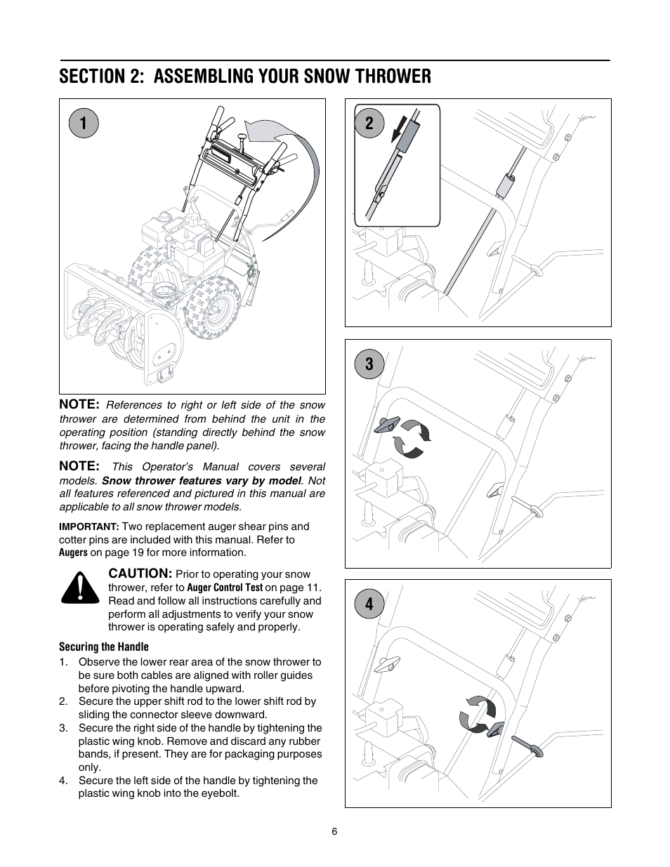 Section 2: assembling your snow thrower | MTD 6FE User Manual | Page 6 / 28
