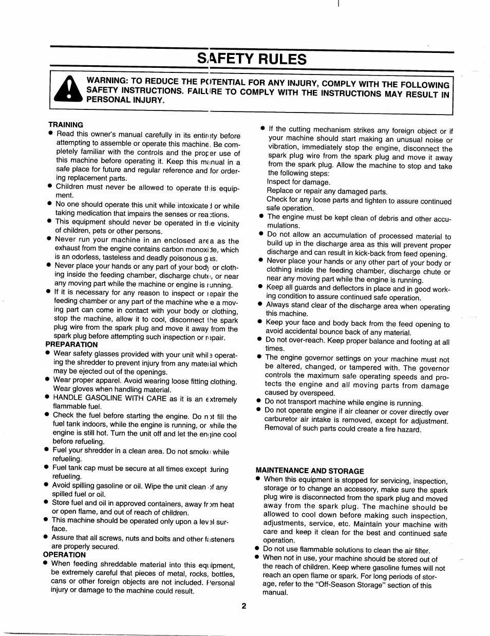 Safety rules | MTD 242-645-000 User Manual | Page 2 / 12