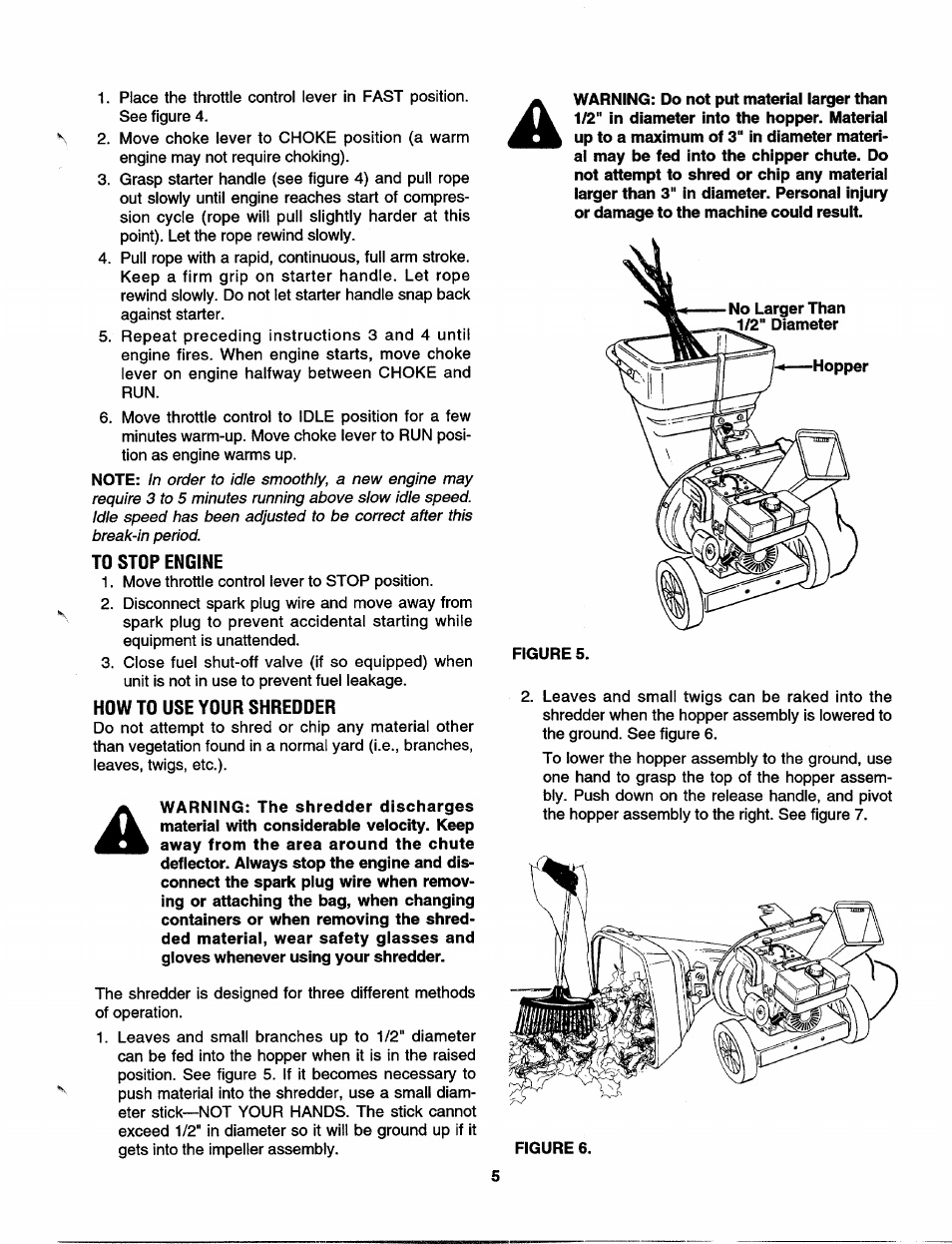 To stop engine, How to use your shreooer | MTD 244-648D401 User Manual | Page 5 / 12