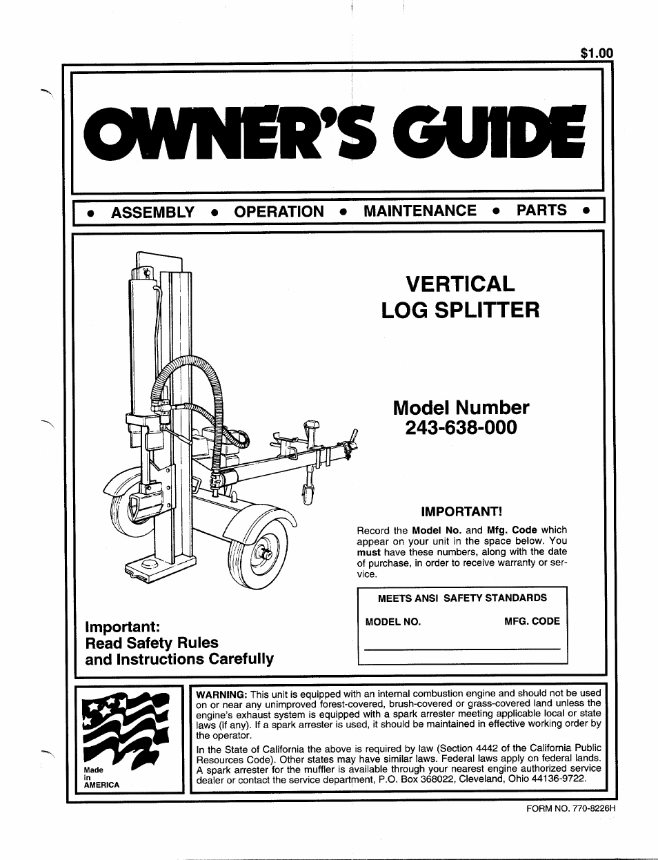 MTD 243-638-000 User Manual | 20 pages