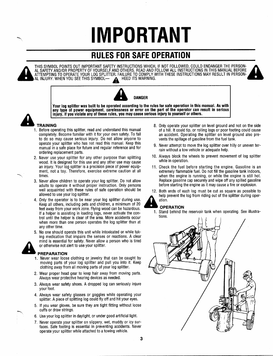 Important, Rules for safe operation | MTD 243-638-000 User Manual | Page 3 / 20