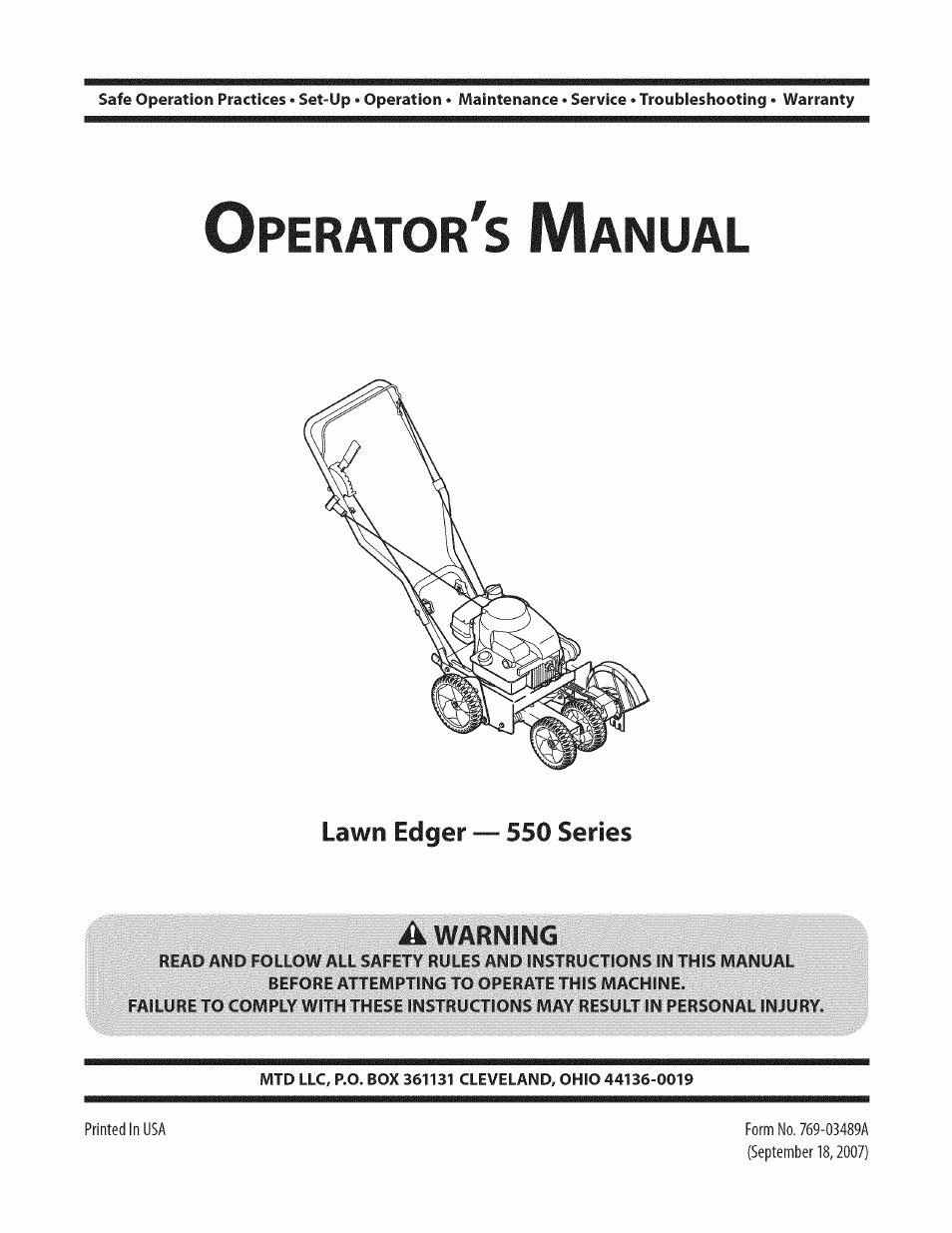 MTD 550 User Manual | 36 pages