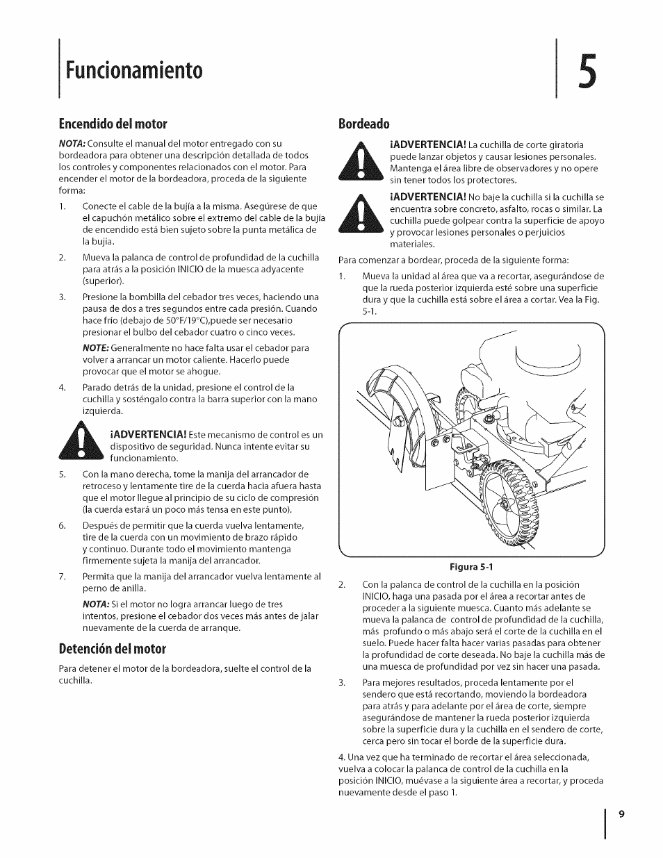 Funcionamiento, Bordeado, Detención del motor | MTD 550 User Manual | Page 29 / 36