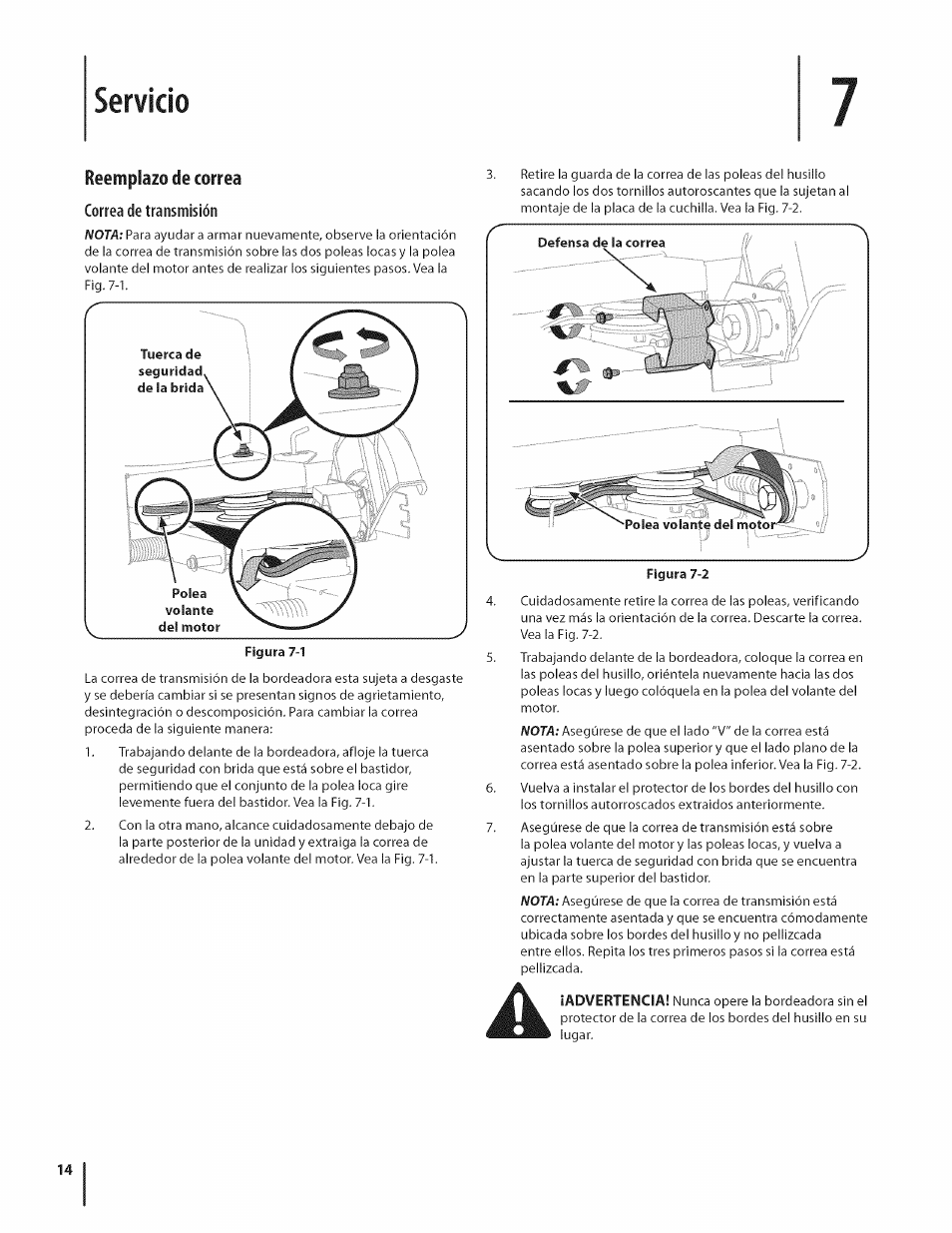 Servicio, Reemplazo de correa | MTD 550 User Manual | Page 34 / 36