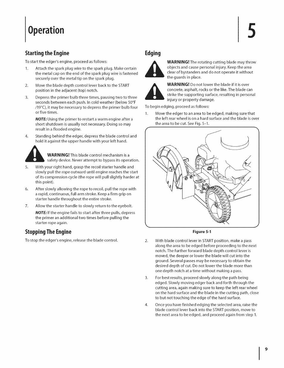 Operation, Stopping the engine | MTD 550 User Manual | Page 9 / 36