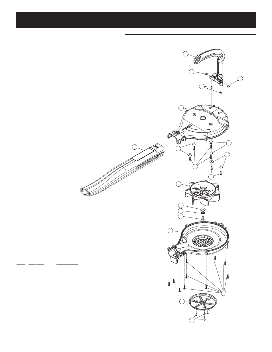 Parts list, Housing parts - model ym290 2-cycle gas blower | MTD YM290 User Manual | Page 55 / 56