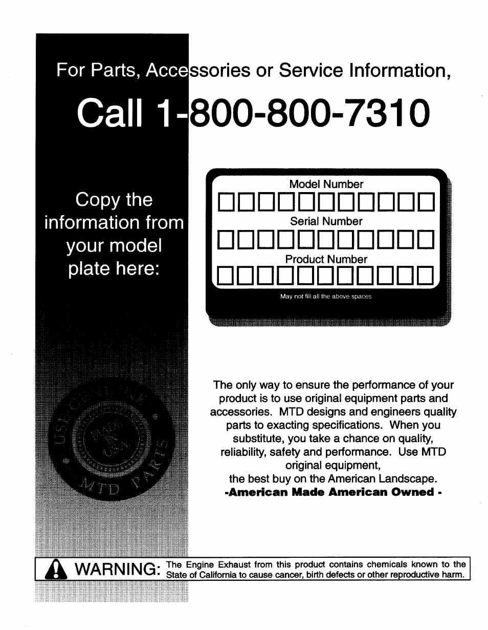 Call 1 | MTD 21A-410-022 User Manual | Page 12 / 12
