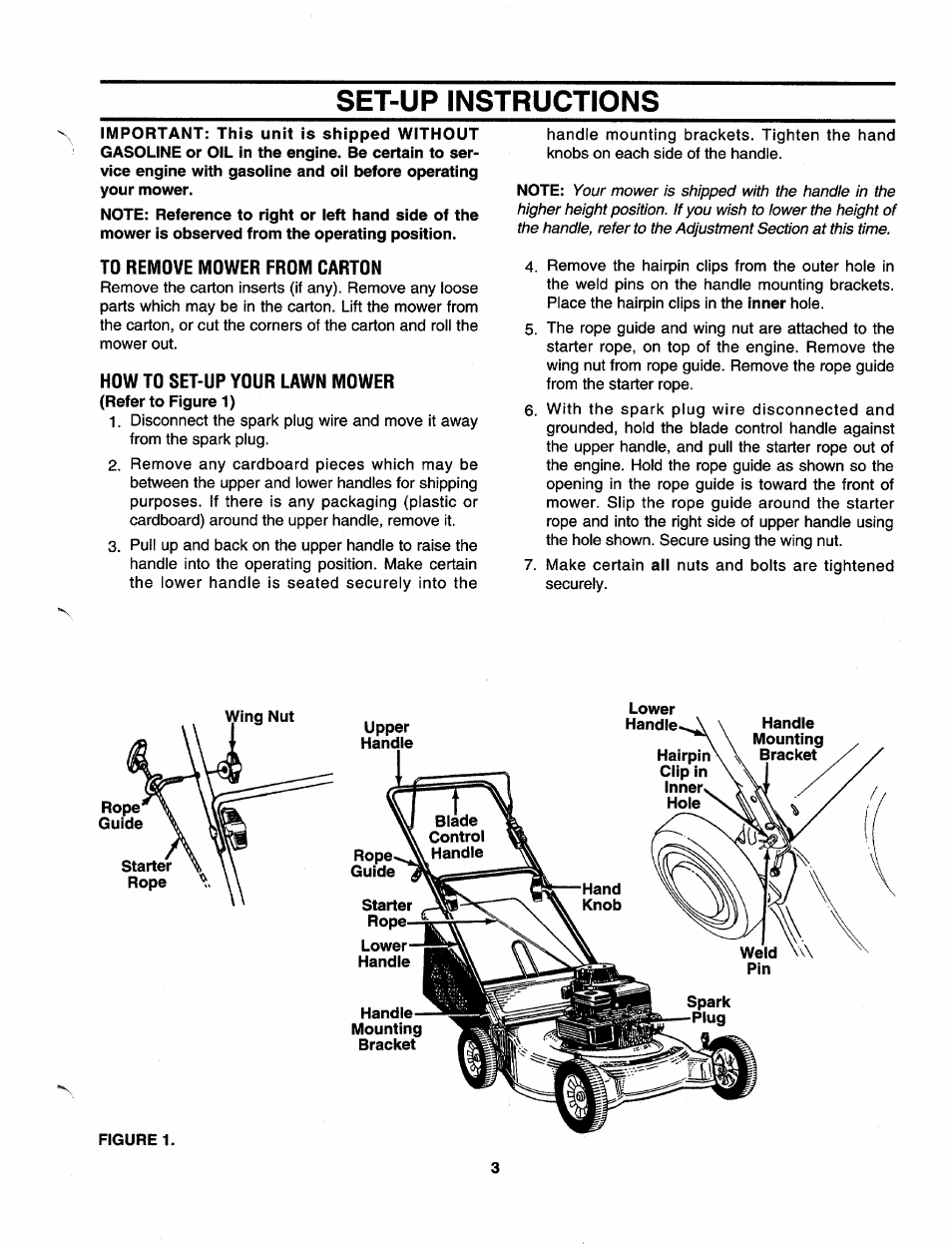 Set-up instructions, To remove mower from carton, How to set-up your lawn mower | MTD 113-410A000 User Manual | Page 3 / 16