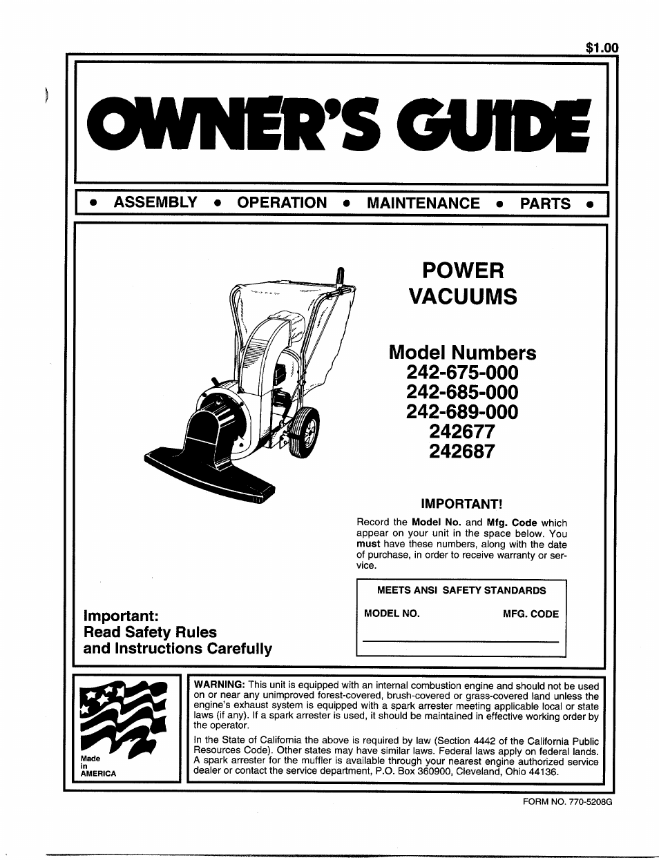 MTD 242-685-000 User Manual | 12 pages