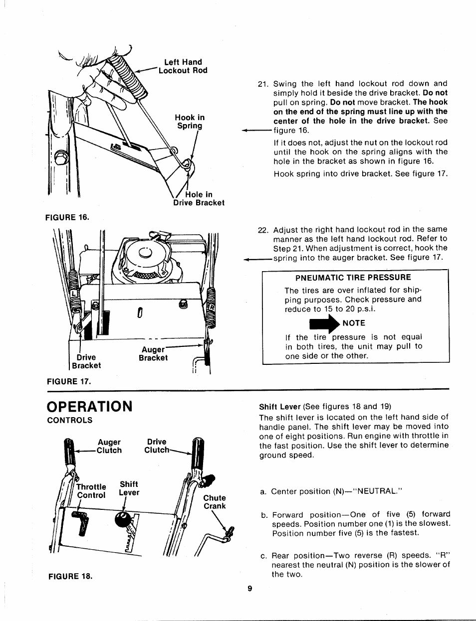 Pneumatic tire pressure, Operation, Controls | MTD 315-860-000 User Manual | Page 9 / 32