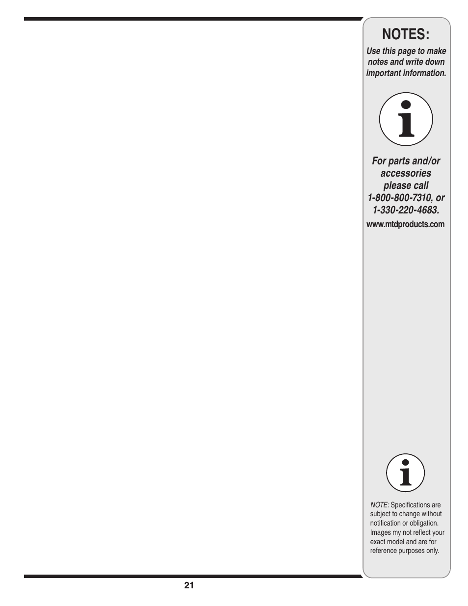 MTD 450 User Manual | Page 21 / 24