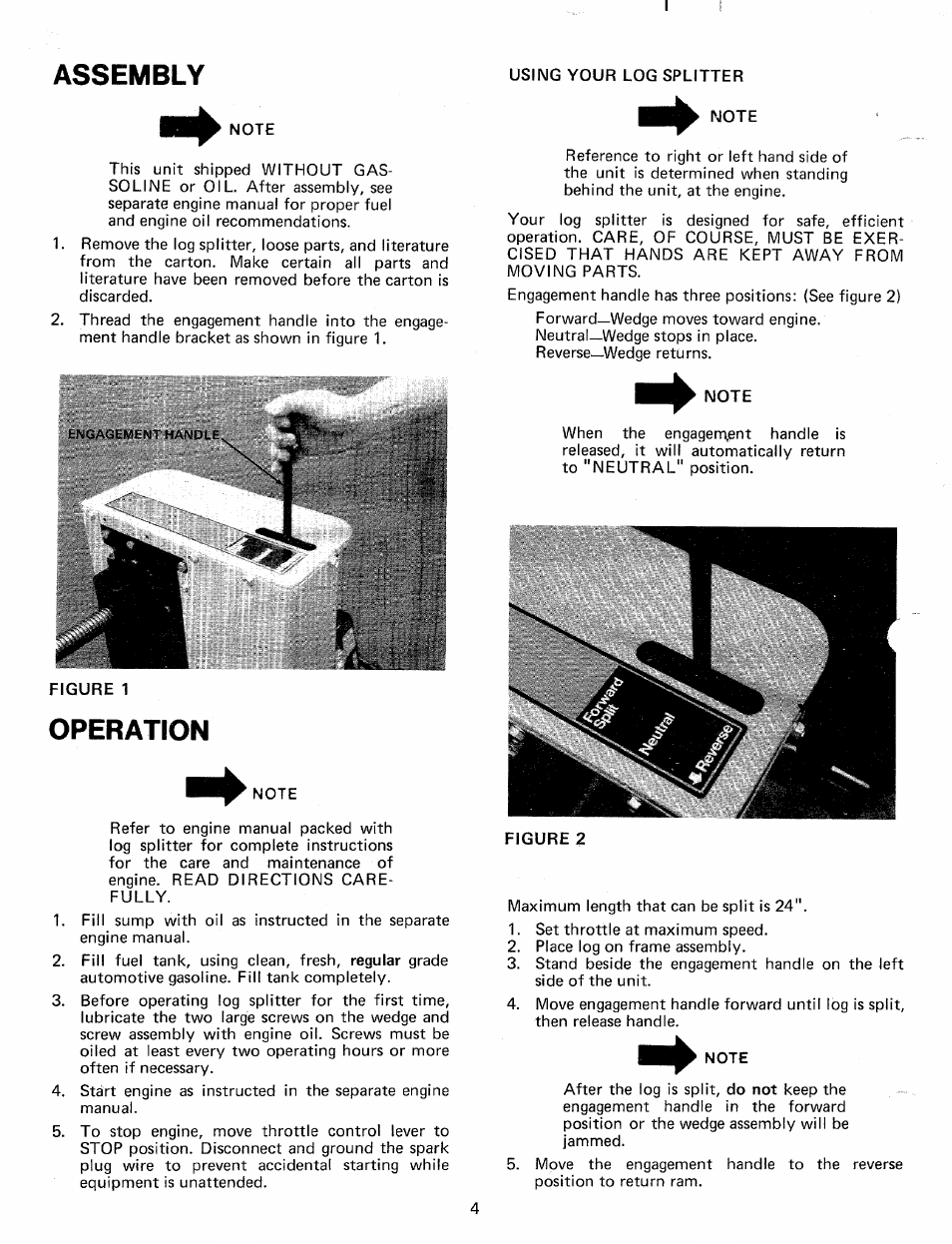 Assembly, Operation | MTD 24635A User Manual | Page 4 / 14