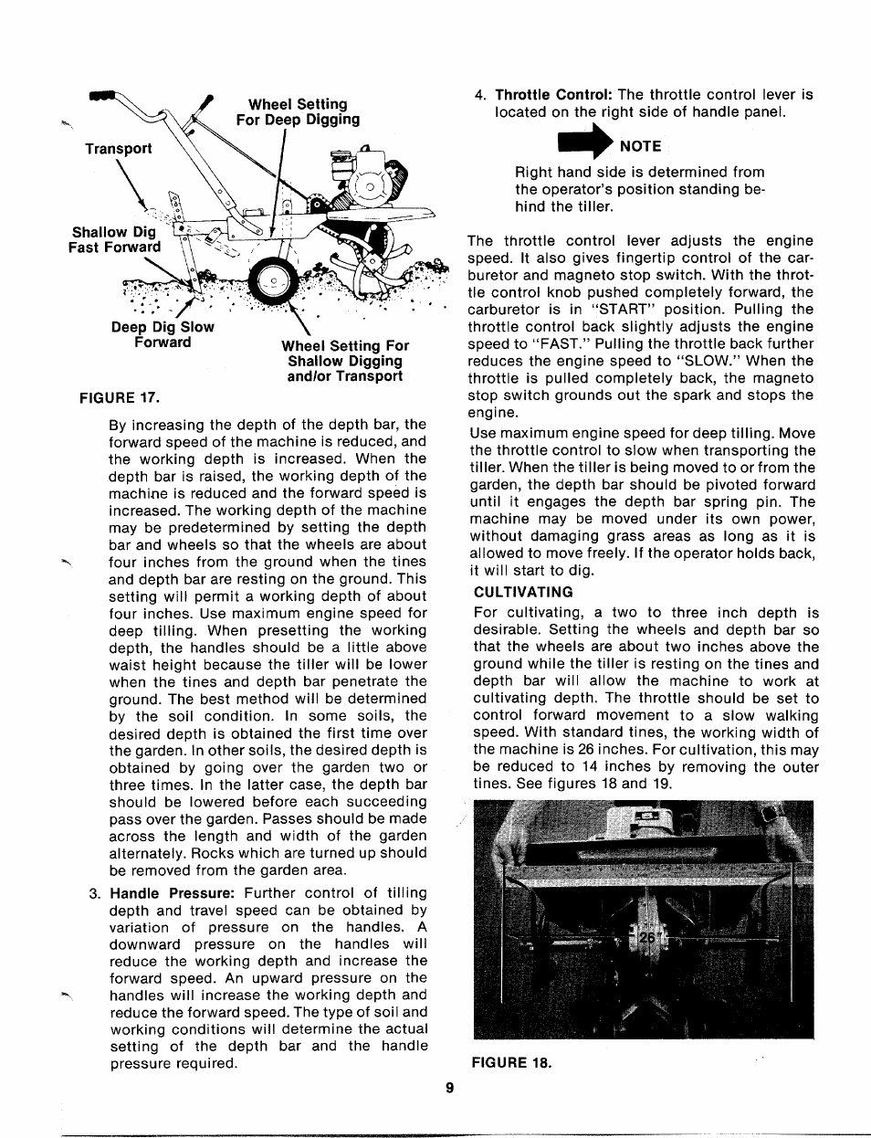 Note, Cultivating | MTD 213-381A User Manual | Page 9 / 20