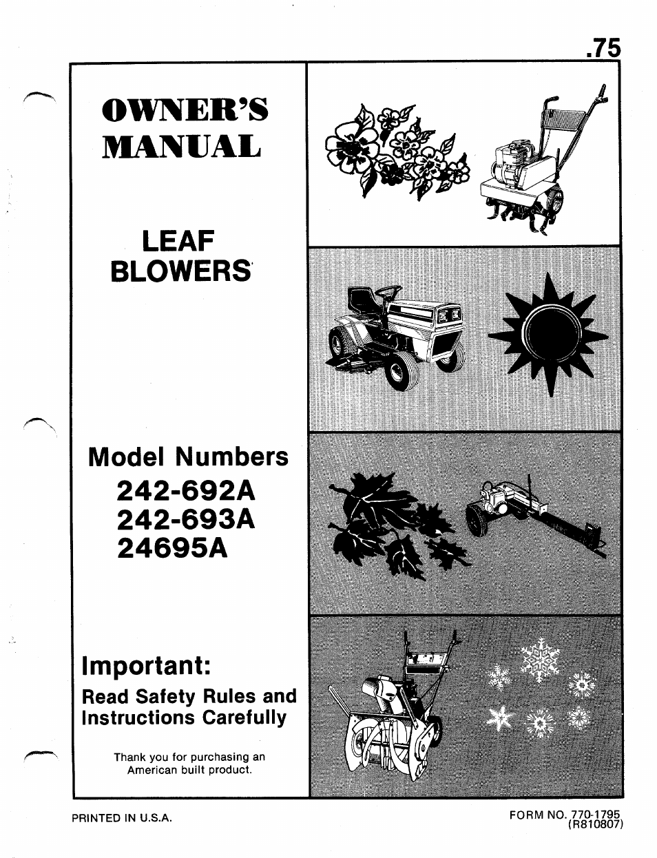 MTD 242-692A User Manual | 12 pages