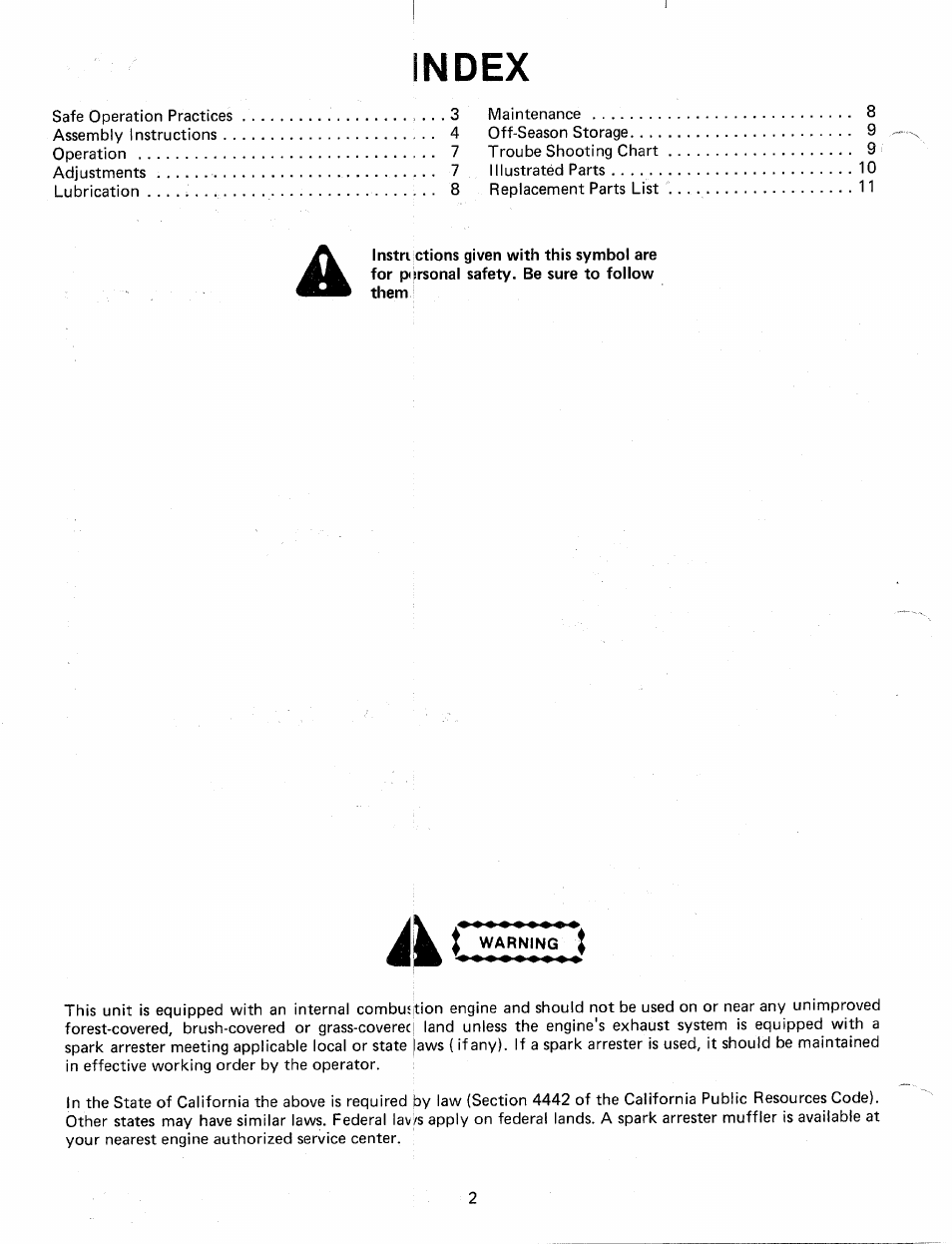 Index | MTD 246-596-000 User Manual | Page 2 / 12