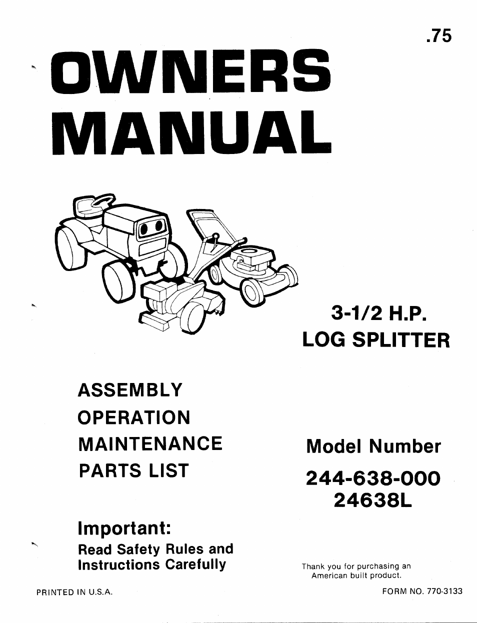 MTD 24638L User Manual | 16 pages