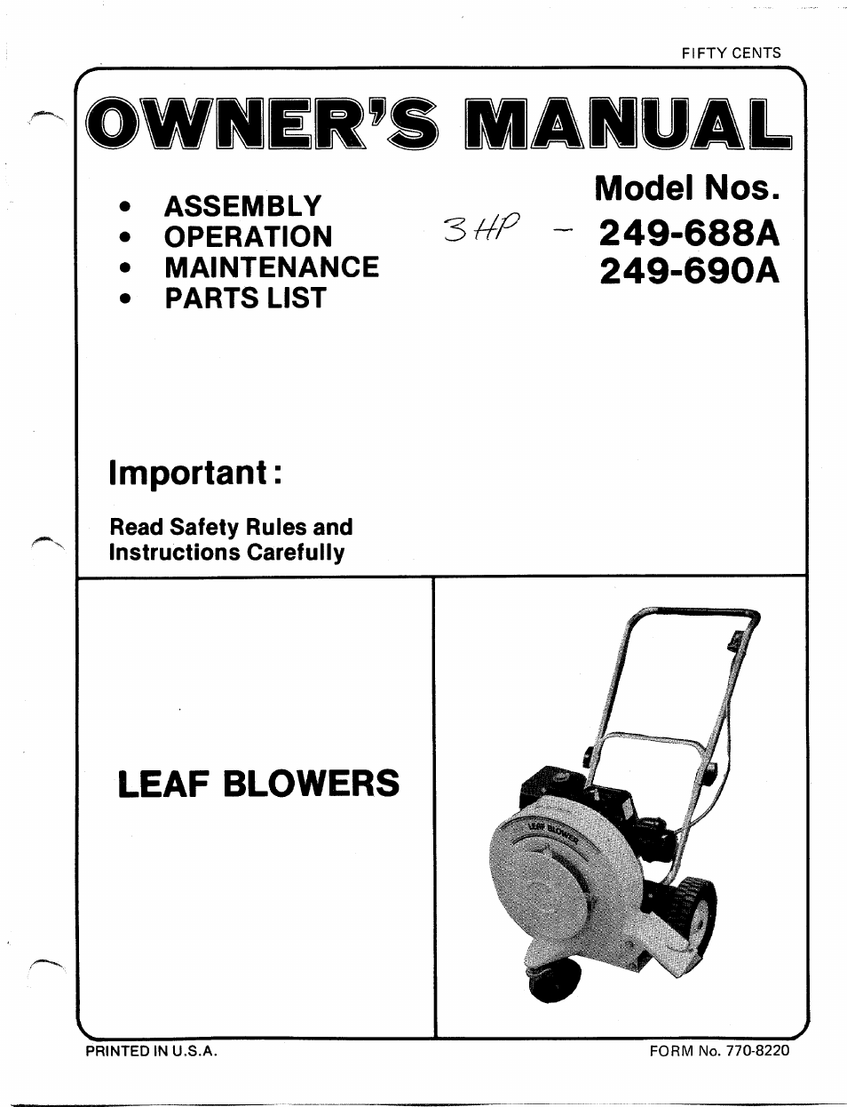 MTD 249-690A User Manual | 10 pages