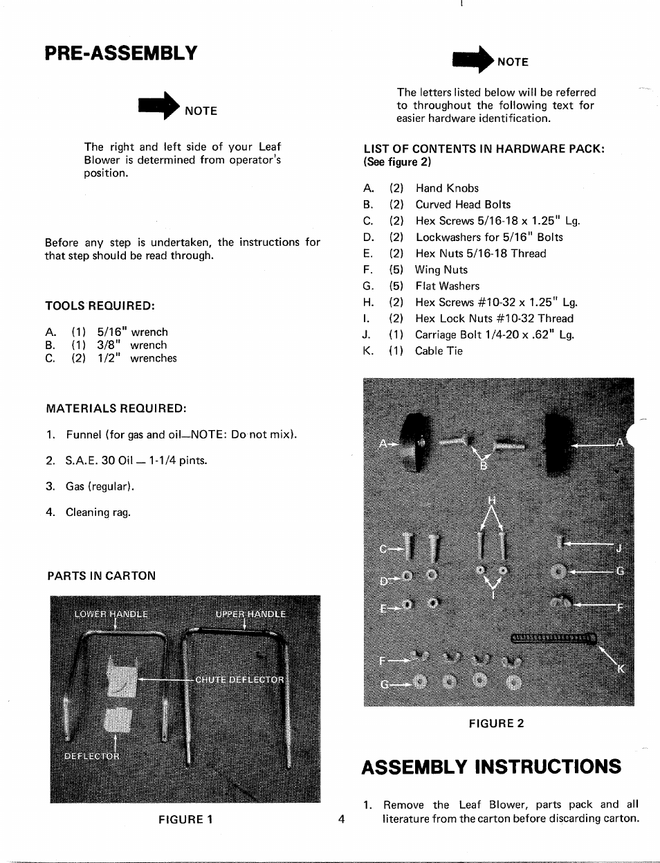 Pre-assembly, Assembly instructions, Eszhimgsssbss) | MTD 249-690A User Manual | Page 4 / 10