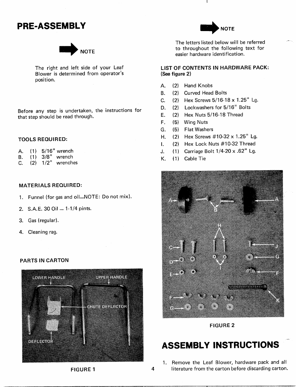 Pre-assembly, Assembly instructions | MTD 240-690A User Manual | Page 4 / 10