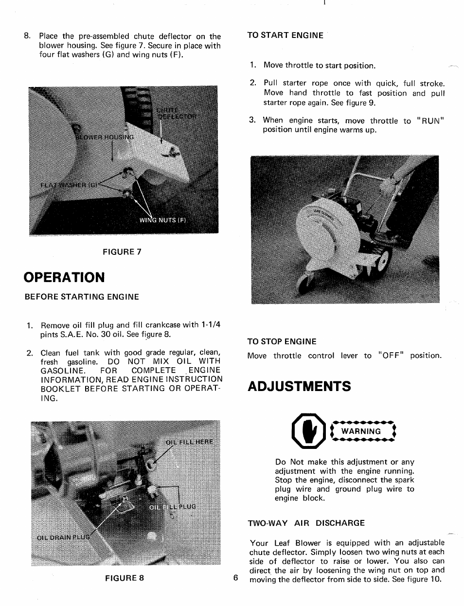 Operation, Adjustments | MTD 240-690A User Manual | Page 6 / 10