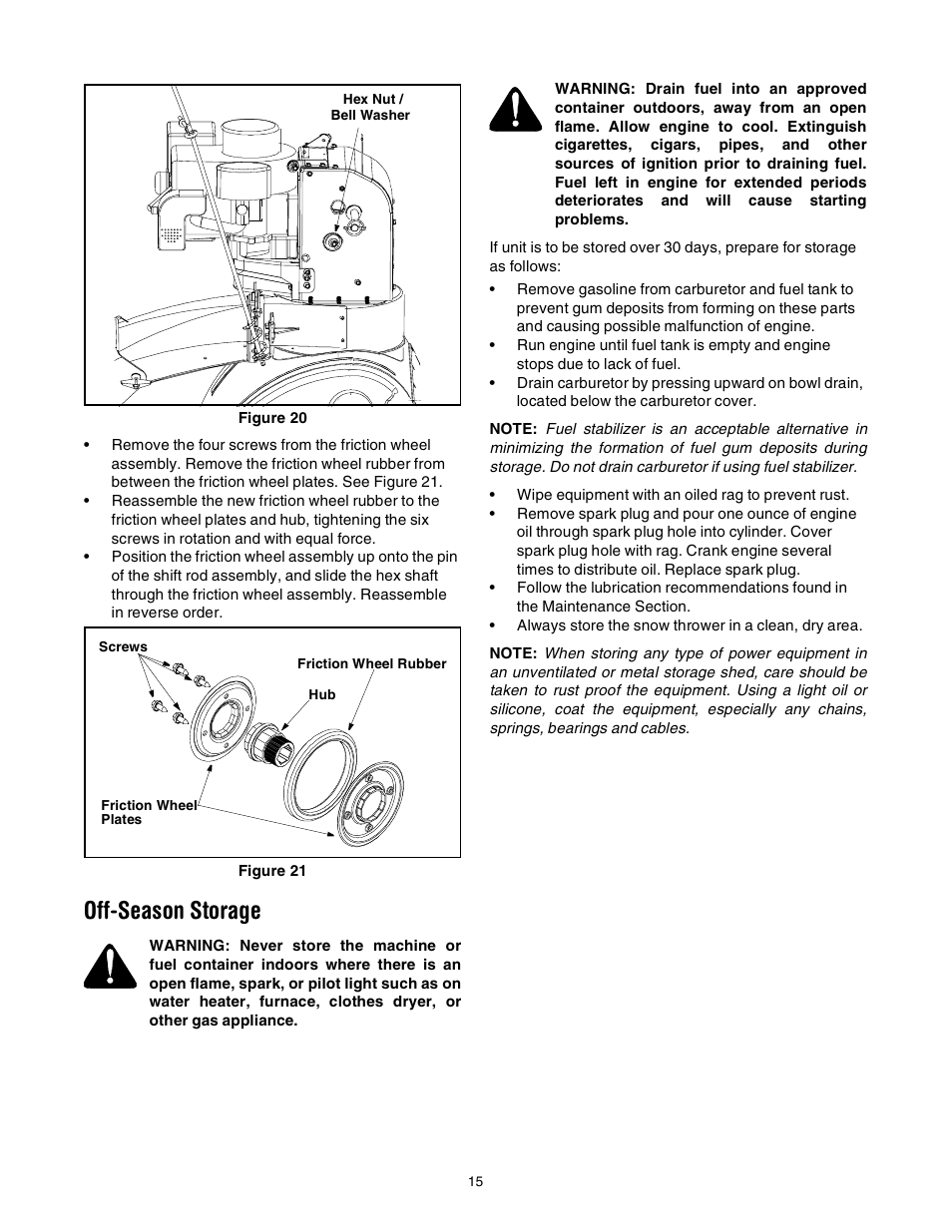 Off-season storage | MTD 643 User Manual | Page 15 / 28