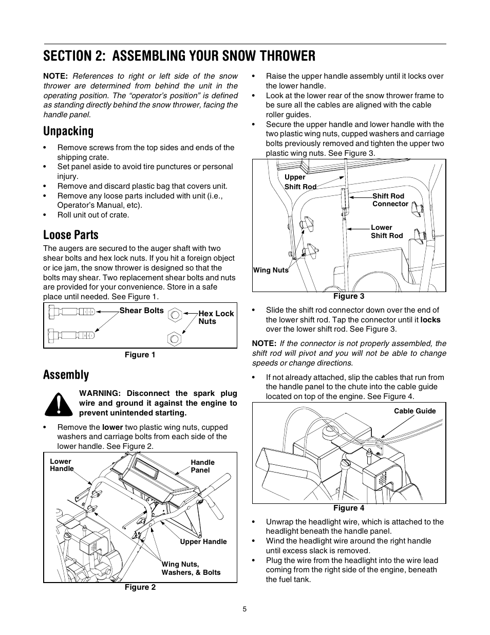 Unpacking, Loose parts, Assembly | MTD 643 User Manual | Page 5 / 28