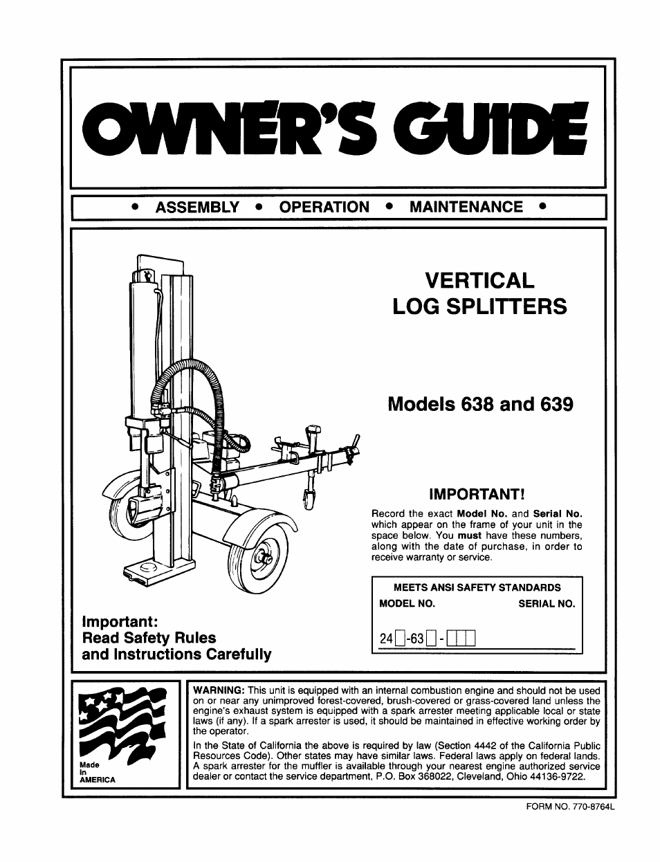 MTD 638 User Manual | 16 pages