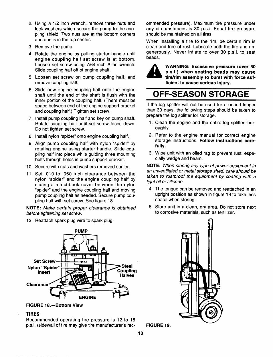 Off-season storage, Tires | MTD 638 User Manual | Page 13 / 16