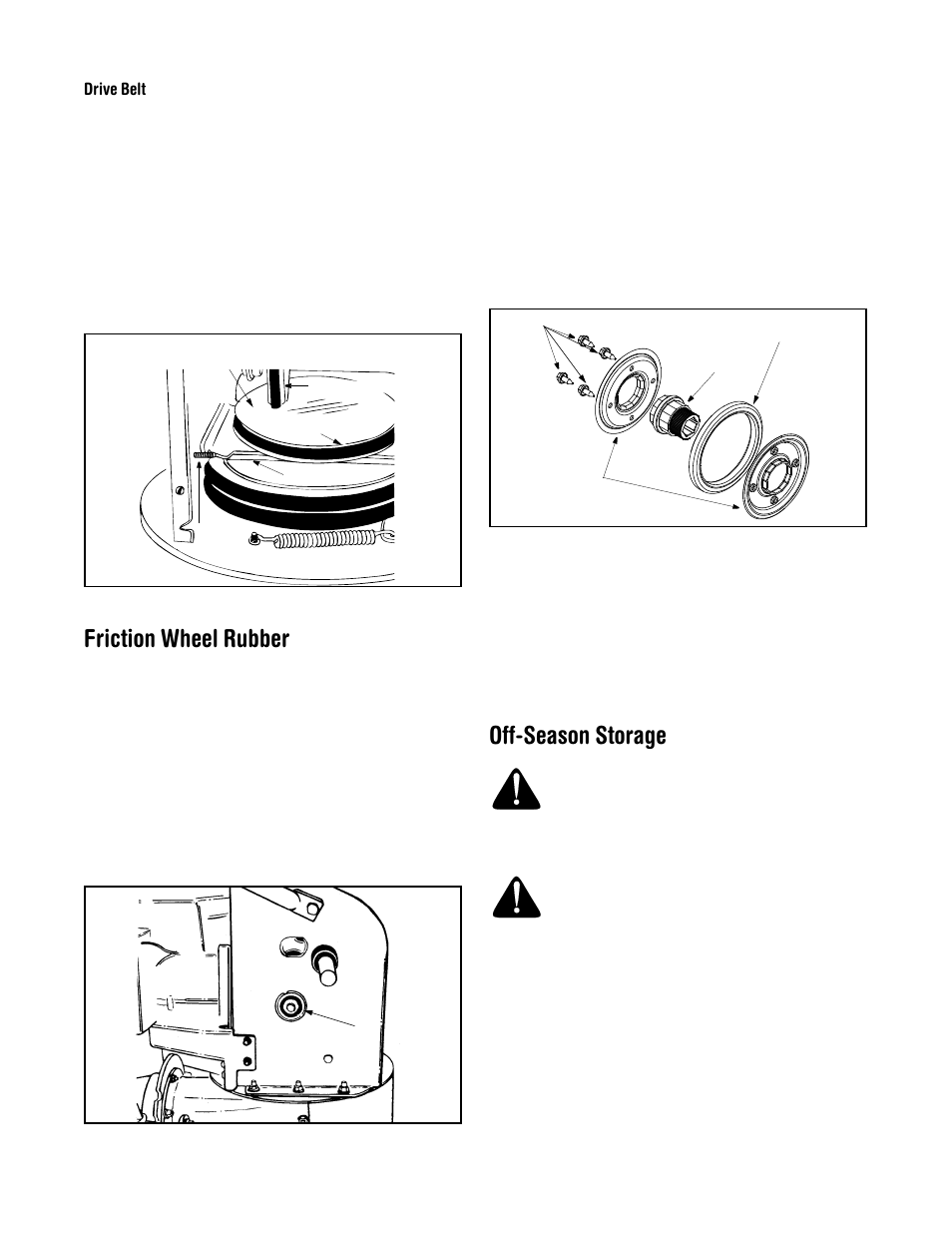 Friction wheel rubber, Off-season storage | MTD 614E User Manual | Page 20 / 32