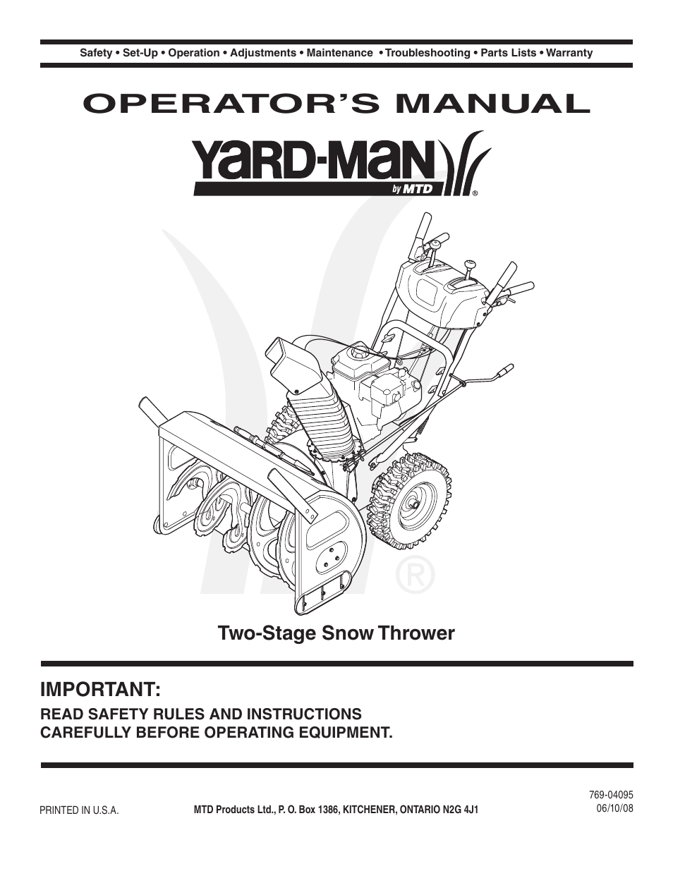 MTD 769-04095 User Manual | 56 pages