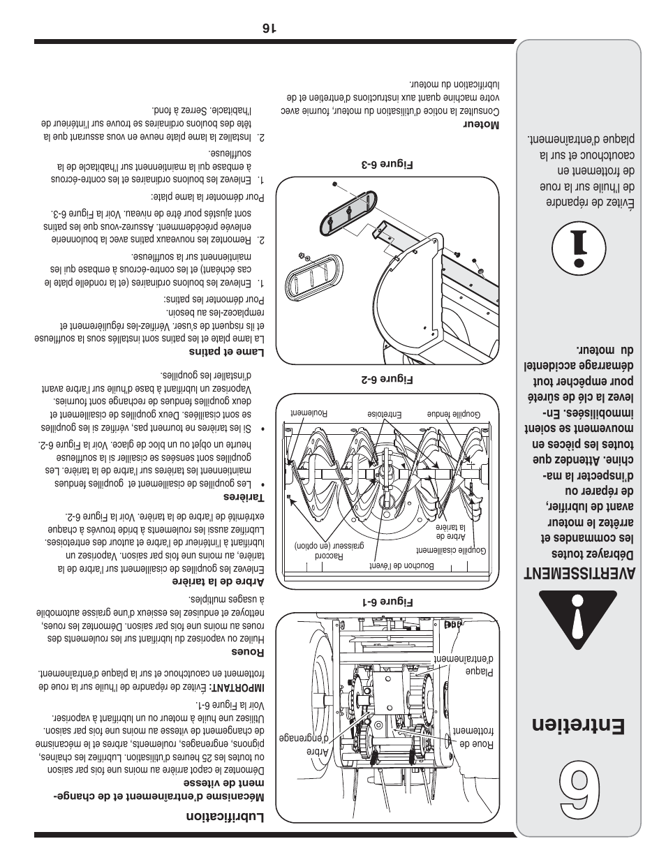 Entretien, Aver tissement | MTD 769-04095 User Manual | Page 41 / 56