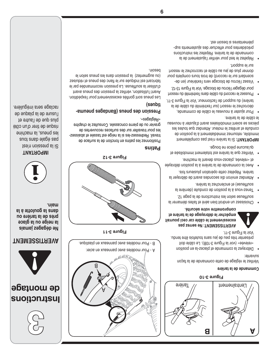Ins tru ctio ns de montage, Aver tissement | MTD 769-04095 User Manual | Page 48 / 56