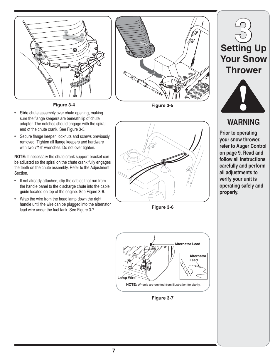 Setting up your snow thrower, Warning | MTD 769-04095 User Manual | Page 7 / 56