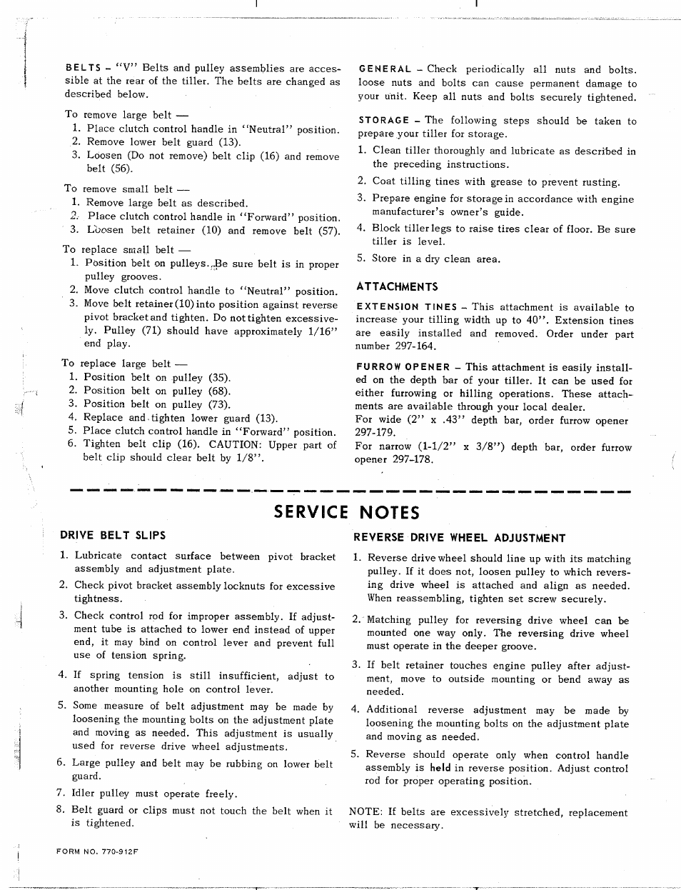 Attachments, Drive belt slips, Reverse drive wheel adjustment | MTD 217-300 User Manual | Page 6 / 8