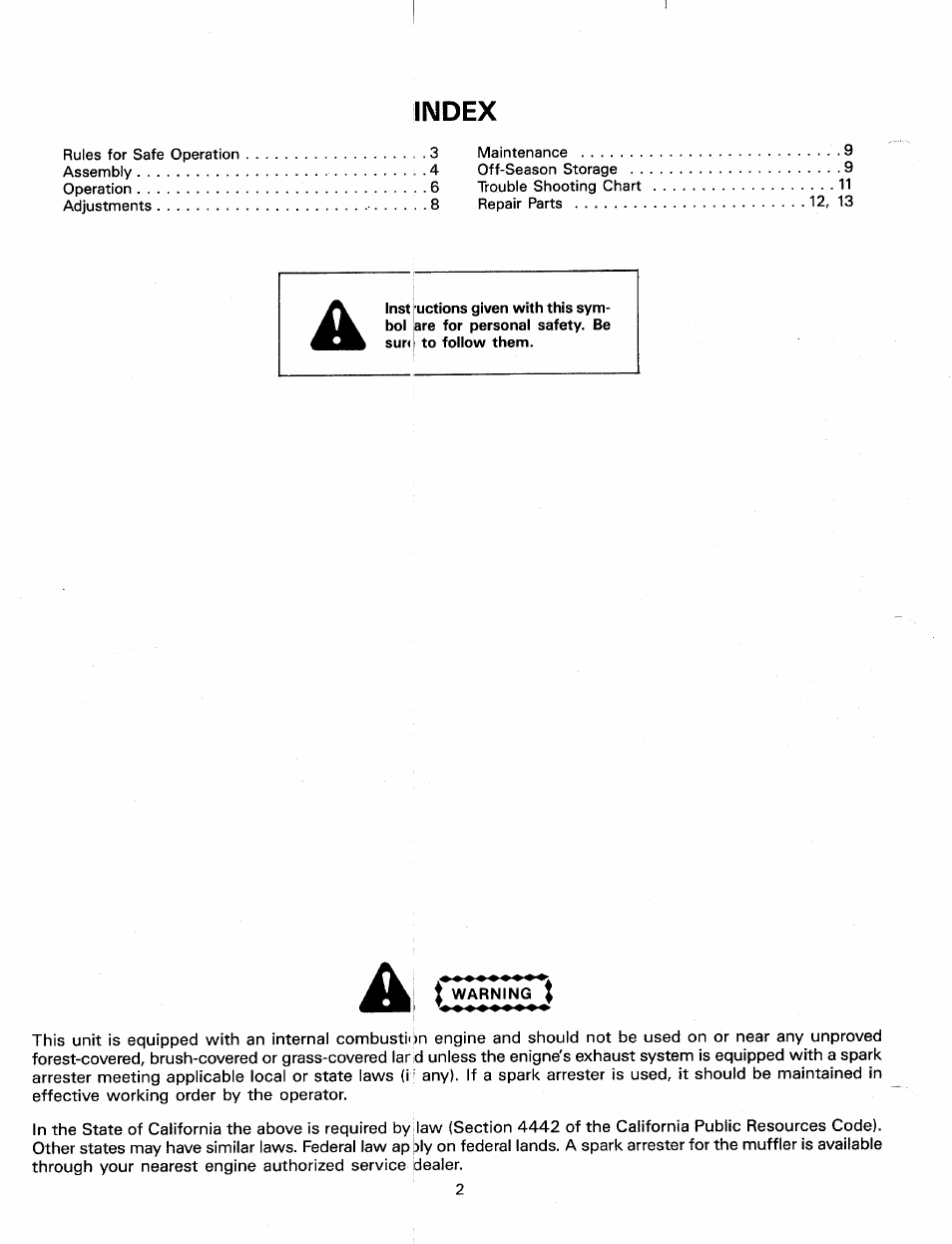 Index | MTD 248-650-000 User Manual | Page 2 / 16