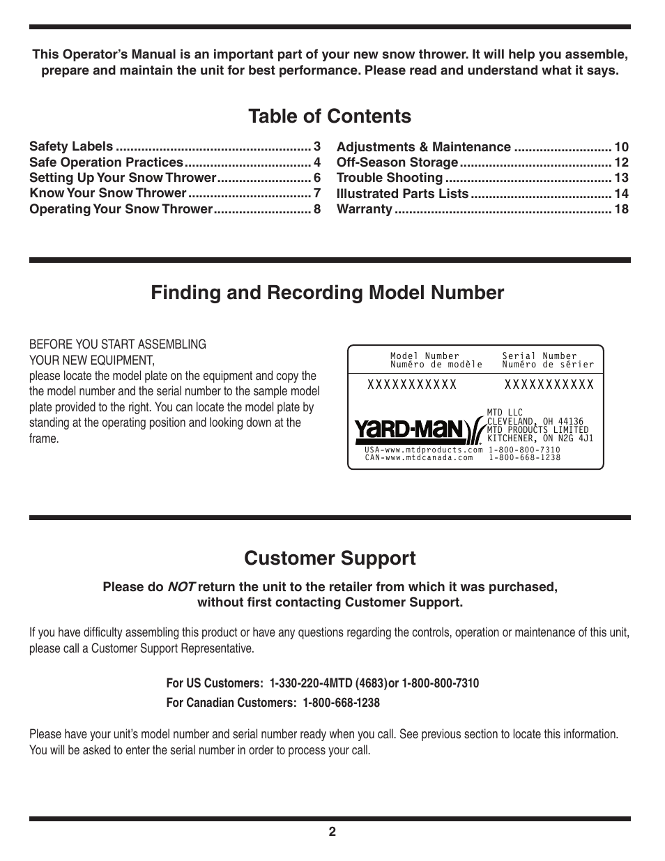 MTD 2B5 User Manual | Page 2 / 32
