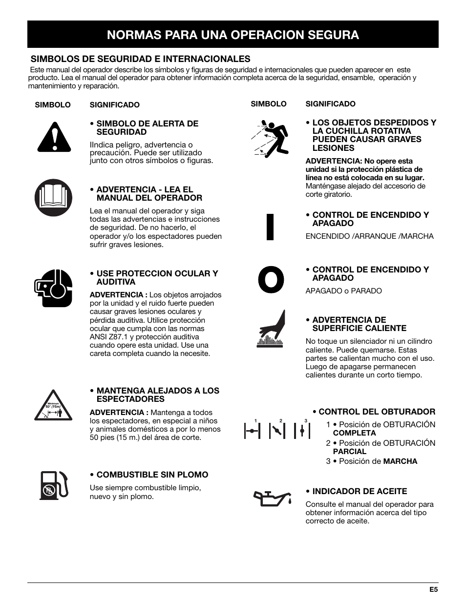 Normas para una operacion segura | MTD MT705 User Manual | Page 45 / 64