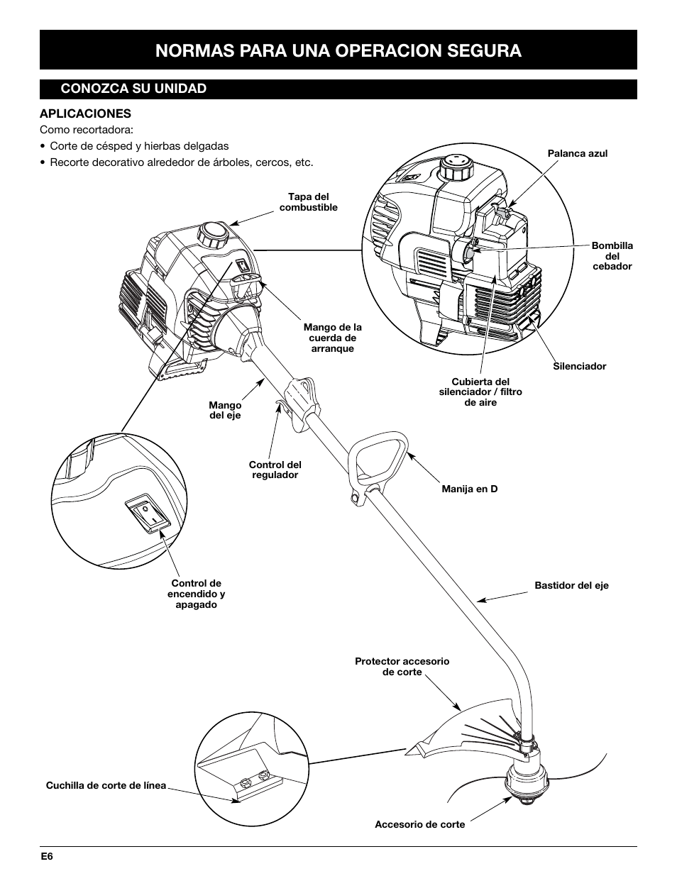 Normas para una operacion segura | MTD MT705 User Manual | Page 46 / 64