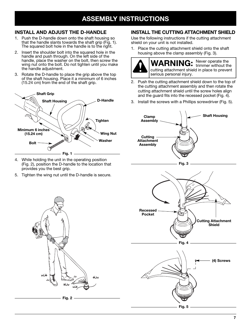 Warning, Assembly instructions | MTD MT705 User Manual | Page 7 / 64