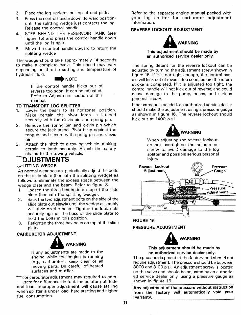 Djustments | MTD Duerr 248-623-003 User Manual | Page 11 / 16
