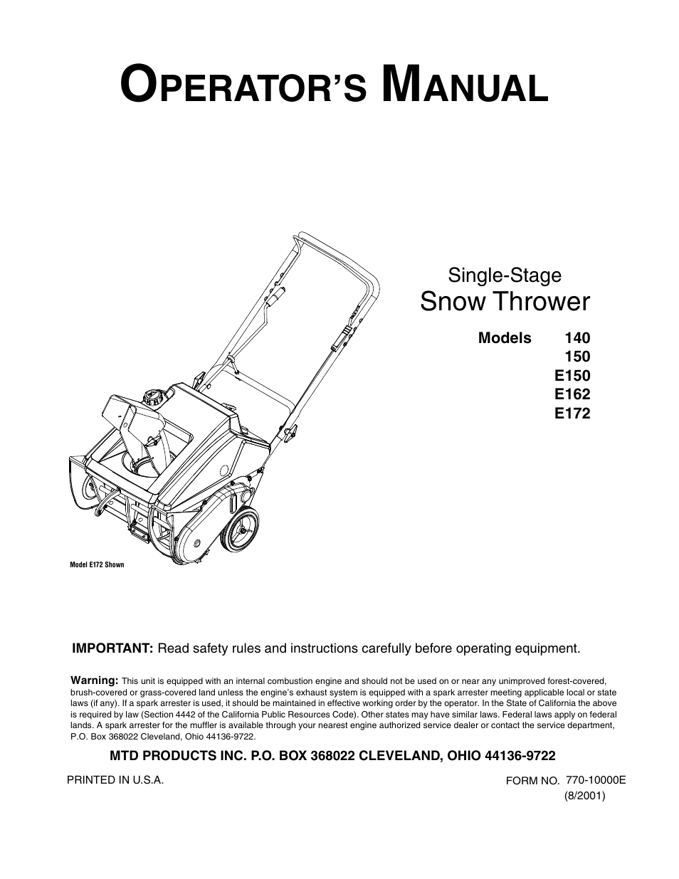 MTD 150 User Manual | 32 pages