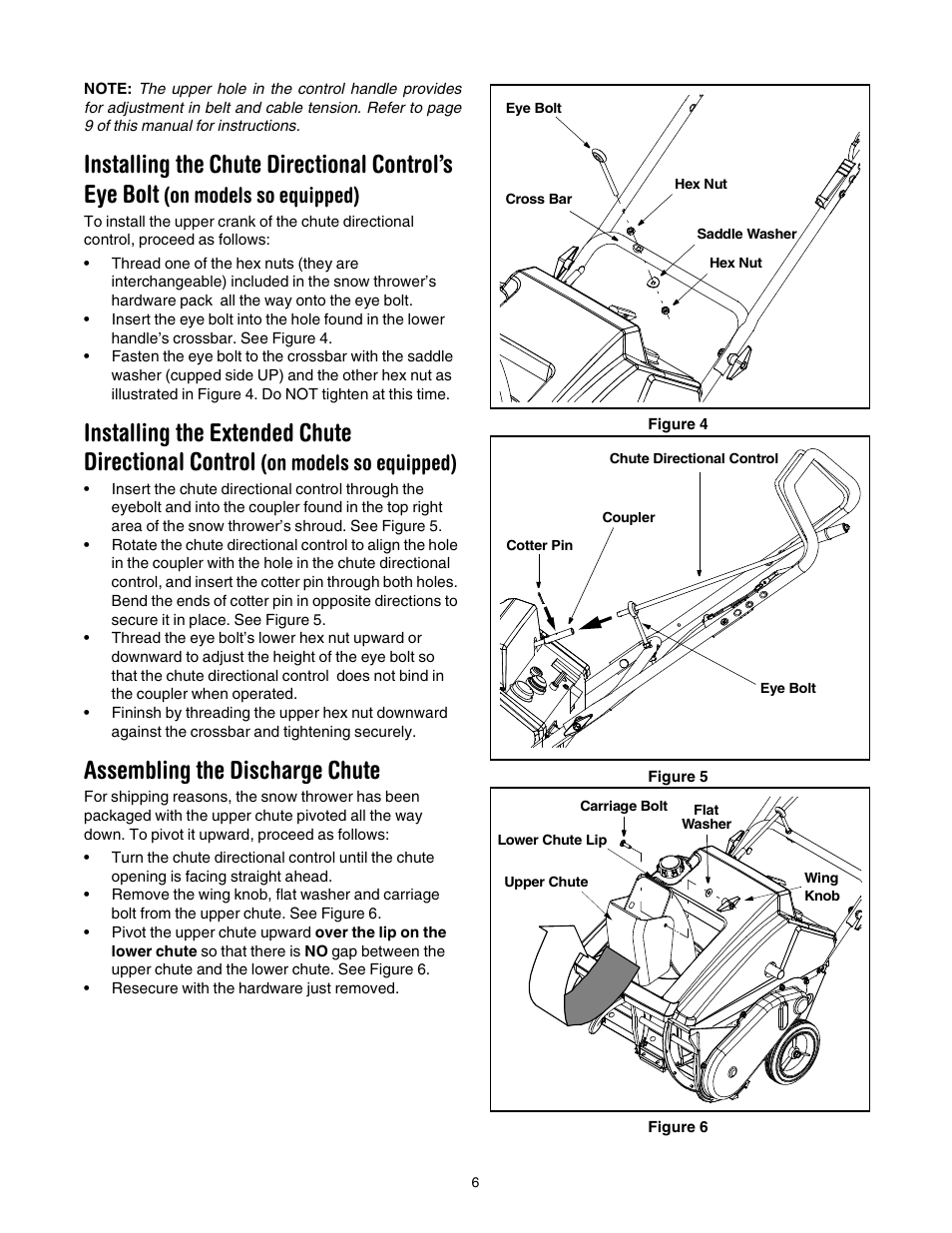 Installing the extended chute directional control, Assembling the discharge chute, On models so equipped) | MTD 150 User Manual | Page 6 / 32