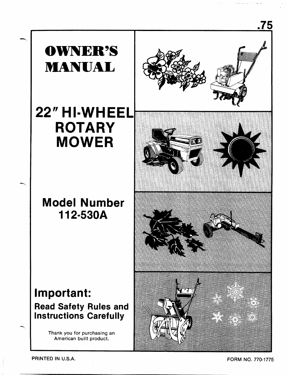 MTD 112-530A User Manual | 20 pages