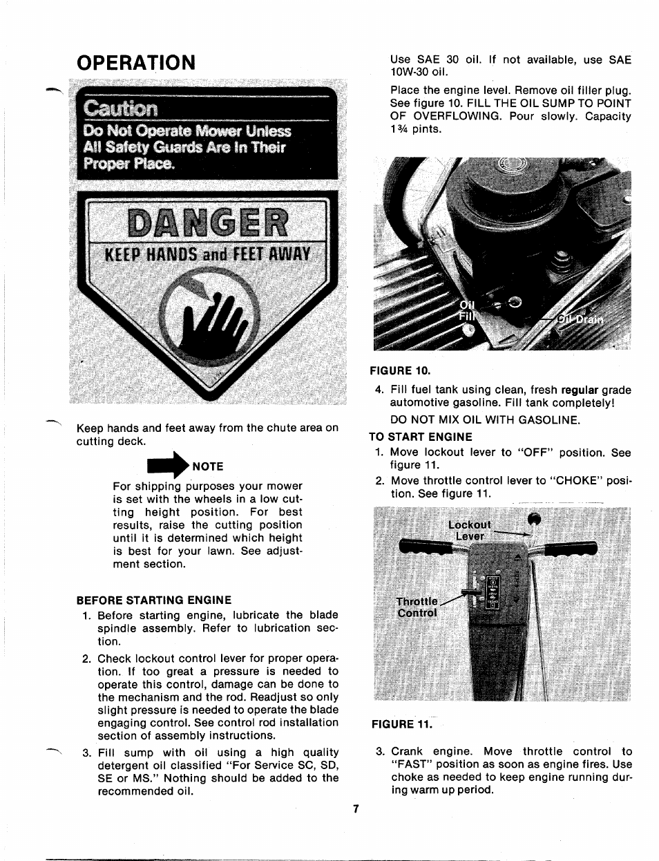 Caution, Operation, Oo not ^^rat# ufi^ âll safetf ^a«te'^ in h»ir | MTD 112-530A User Manual | Page 7 / 20