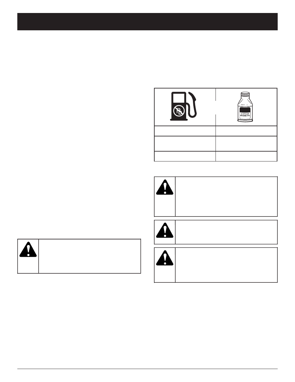 Warning, Caution, Oil and fuel information | MTD TB320BV User Manual | Page 11 / 72