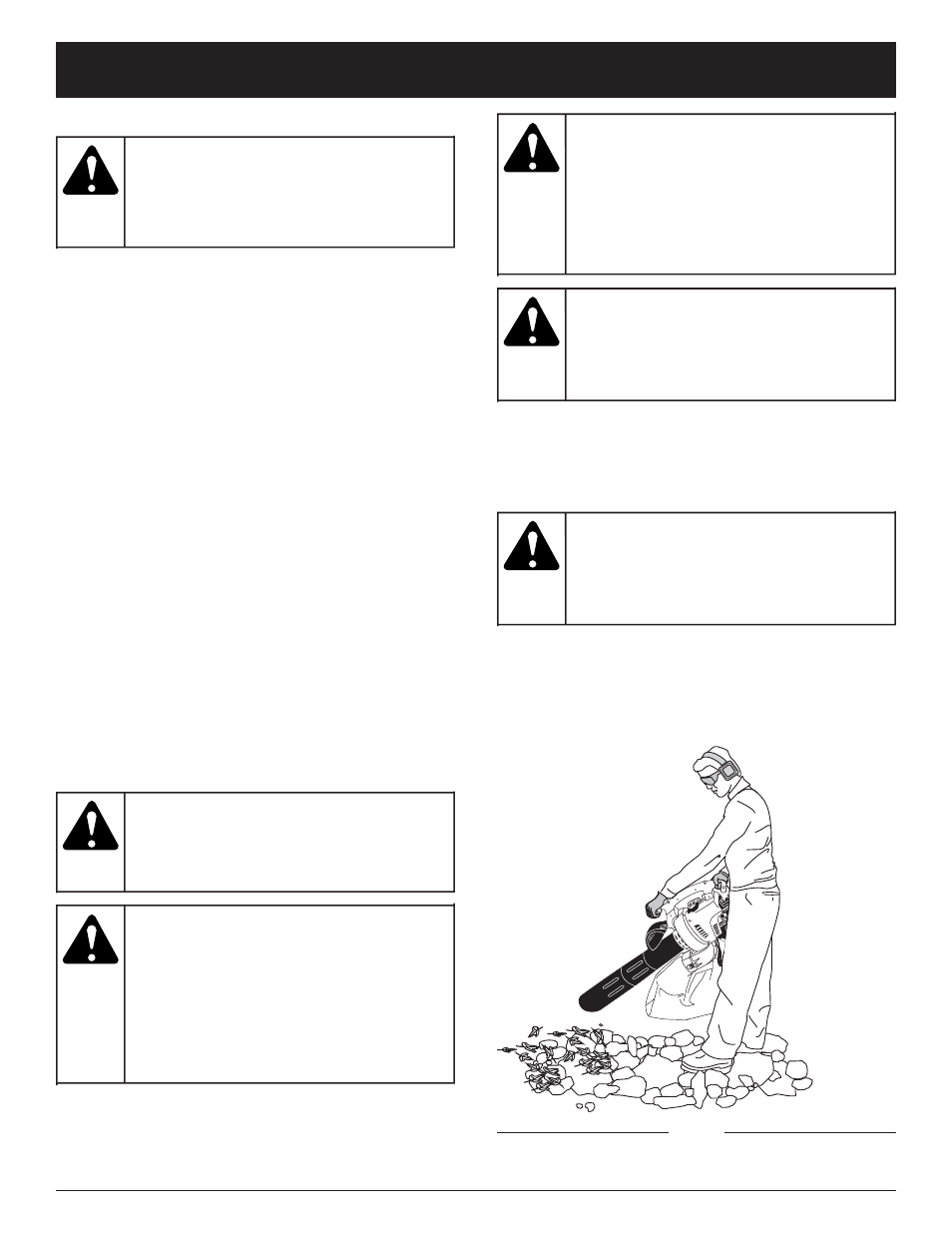 Warning, Advertencia, Instrucciones de operación | MTD TB320BV User Manual | Page 60 / 72