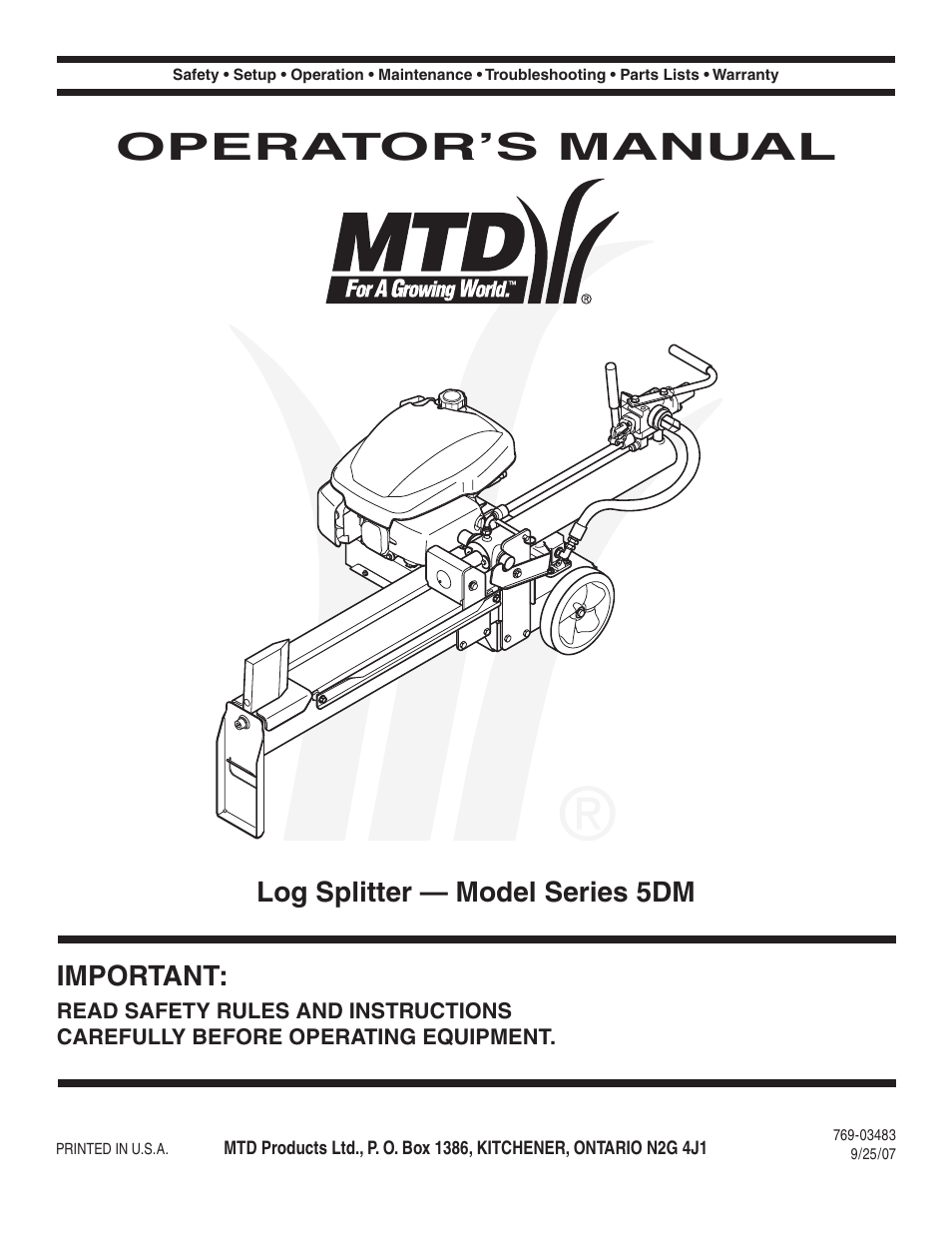 MTD 5DM User Manual | 52 pages